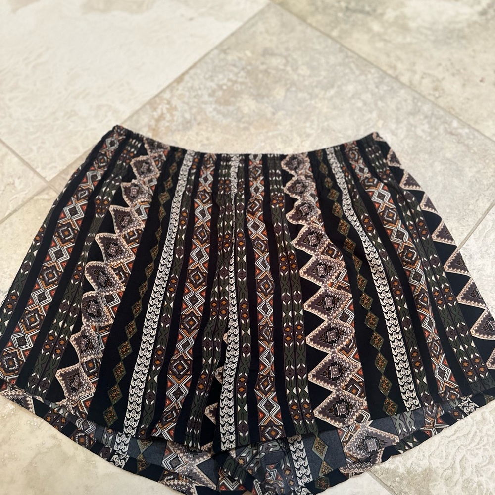 Patterned Black and Brown Women Shorts